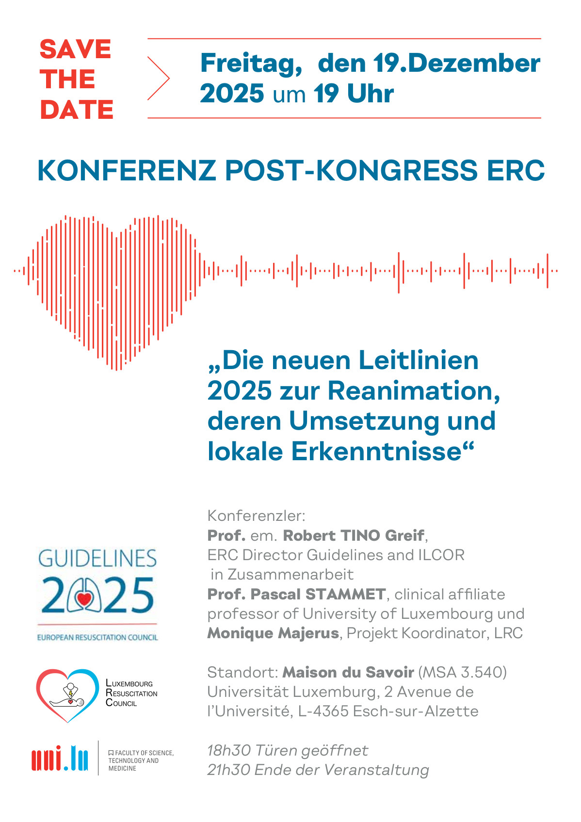 Konferenz Post-Kongress ERC „Die neuen Leitlinien 2025 zur Reanimation, deren Umsetzung und lokale Erkenntnisse“