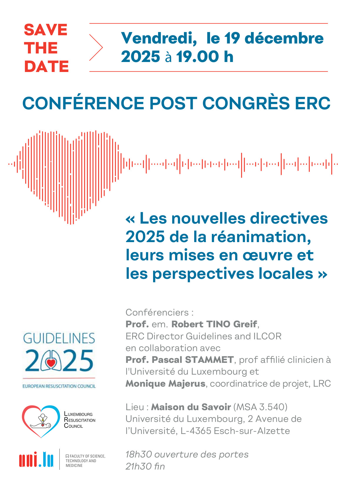 Conférence Post Congres ERC « Les nouvelles directives 2025 de la réanimation, leurs mises en œuvre et les perspectives locales »