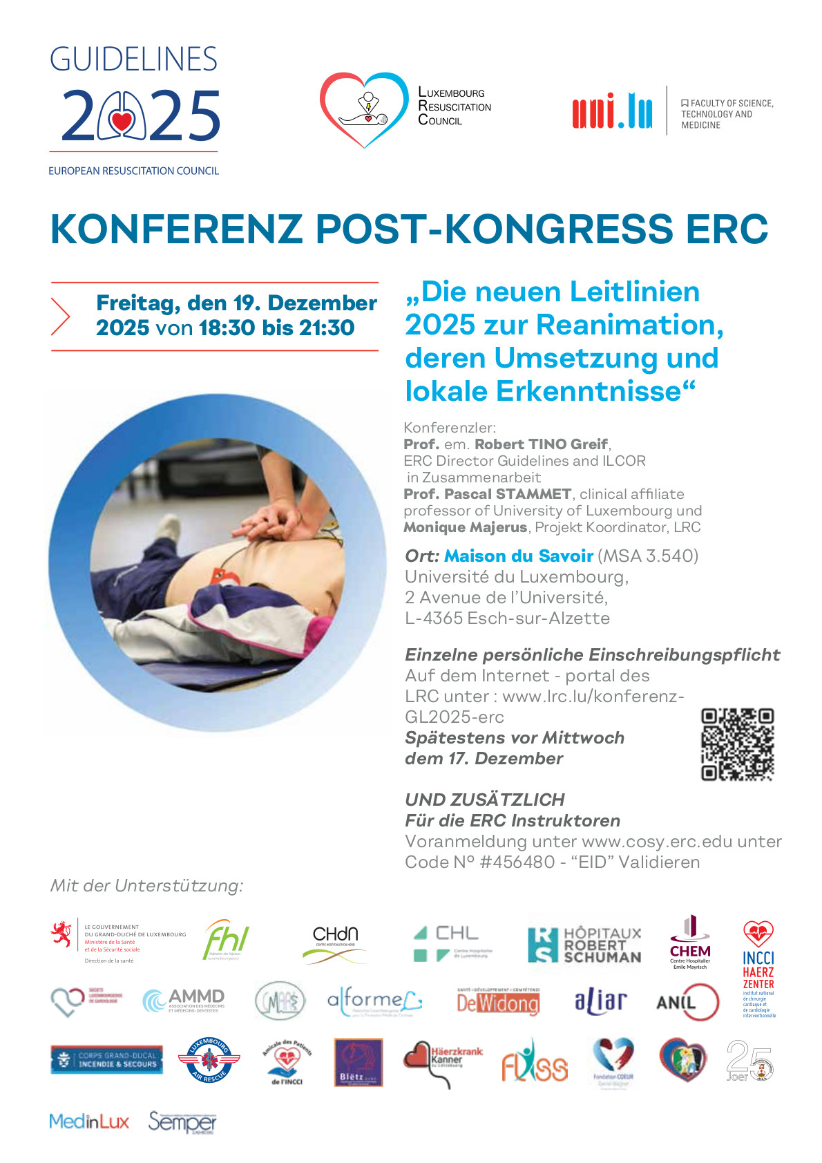Konferenz Post-Kongress ERC „Die neuen Leitlinien 2025 zur Reanimation, deren Umsetzung und lokale Erkenntnisse“